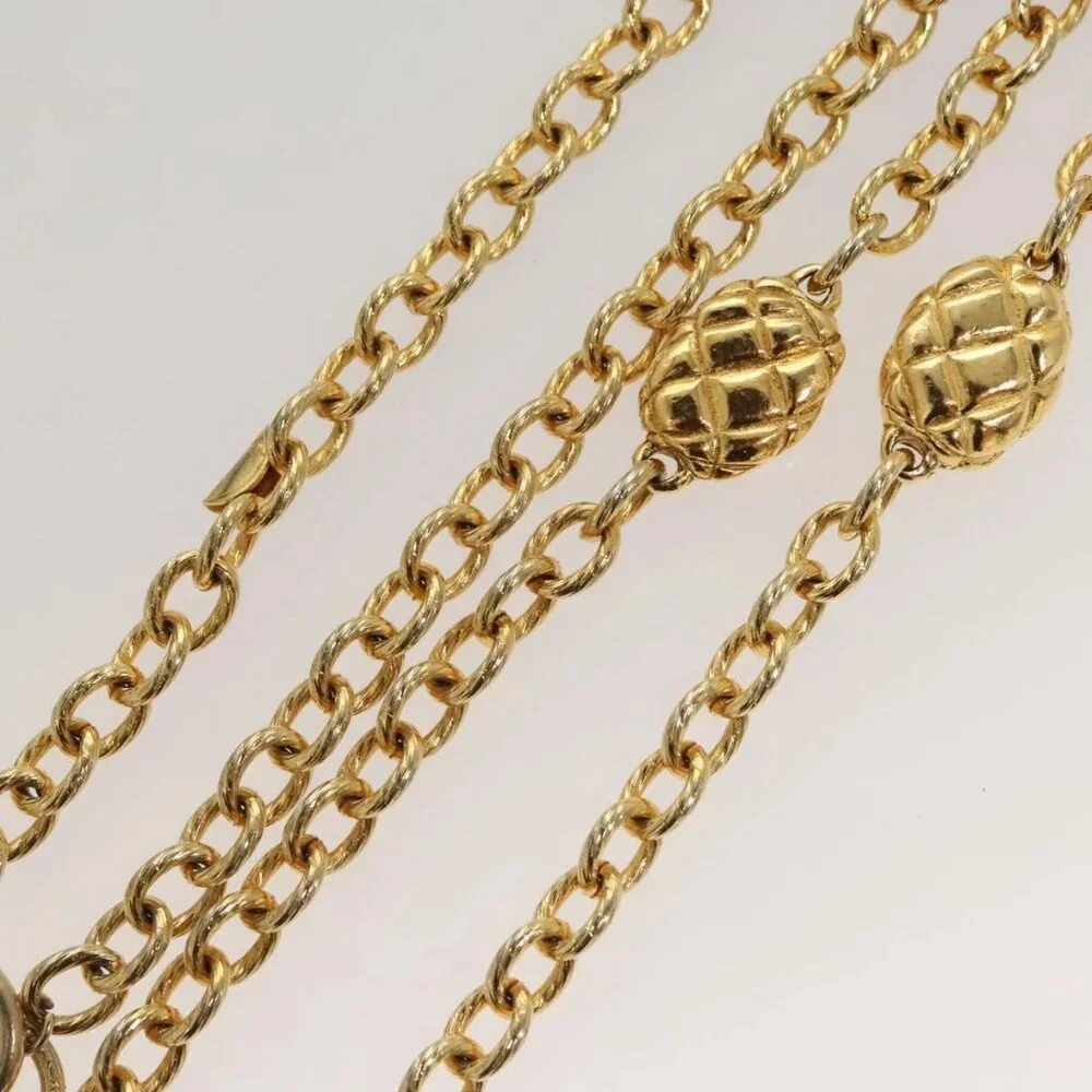 CHANEL Chain Belt metal Gold CC Auth bs25545